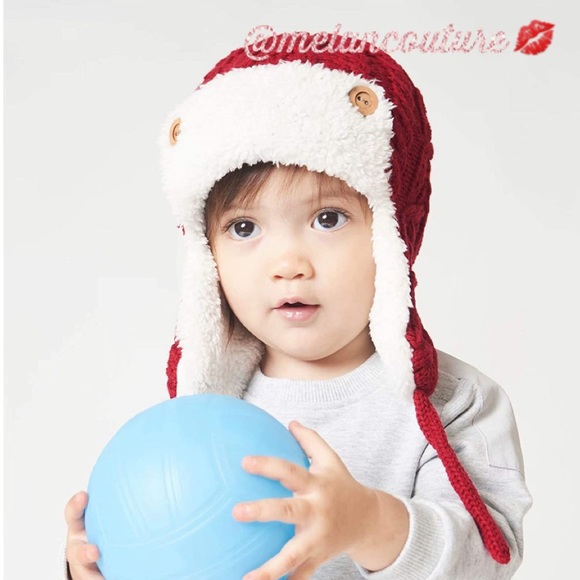 Toddler-Baby Knit Earflap Beanie Hat Fleece Lined - Picture 2 of 6